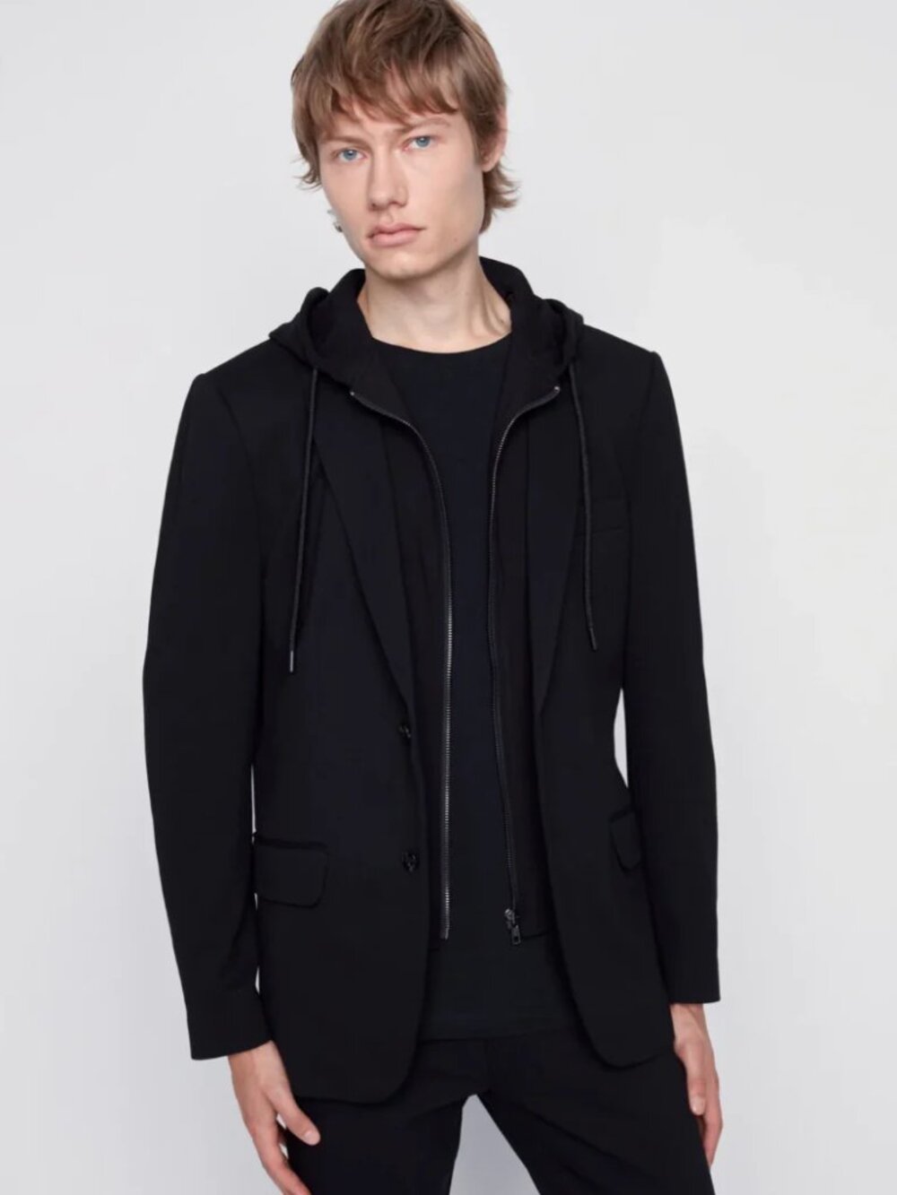 Projek Raw Black with Removable Hood Knit Blazer/13616